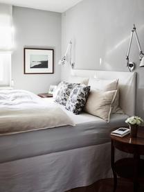 Cama tapizada Feather, con espacio de almacenamiento, Tapizado:  poliéster (texturizado) , Estructura: madera de pino maciza y p, Tejido blanco crema, An 200 x L 200 cm