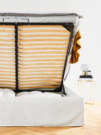 Gestoffeerd bed Feather met opbergruimte in crèmewit, Frame: massief grenenhout en pla, Bekleding: polyester (gestructureerd, Geweven stof crèmewit, 180 x 200 cm