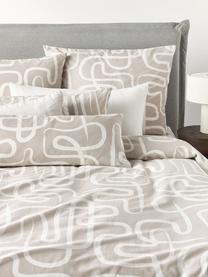 Taie d'oreiller en percale de coton Malu, Beige, blanc, larg. 50 x long. 70 cm