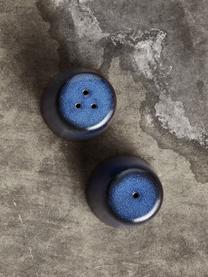 Salero y pimentero artesanales de gres Raw, Gres, Azul, negro, moteado, Ø 5 x Al 6 cm