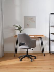 Fluwelen bureaustoel Rachel met armleuningen, in hoogte verstelbaar, Bekleding: fluweel (hoogwaardig poly, Poten: gepoedercoat metaal, Fluweel grijs, B 65 x D 68 cm