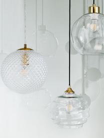 Kleine Pendelleuchte Lorna aus Glas, Lampenschirm: Glas, Transparent, Goldfarben, Ø 25 cm