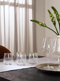 Mondgeblazen waterglazen Ellery met goudkleurige rand, 4 stuks, Glas, Transparant met goudkleurige rand, Ø 9 x H 10 cm
