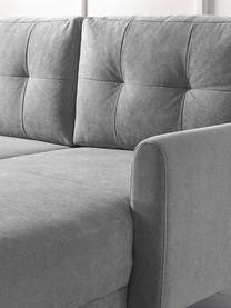 Sofá rinconera cama de terciopelo Balio (4 plazas), con espacio de almacenamiento, Tapizado: 100% terciopelo de poliés, Patas: madera, Terciopelo gris claro, An 234 x F 164 cm, chaise longue derecha