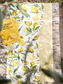 Chemin de table coton imprimé citron Frutta, 100 % coton, Jaune, blanc, vert, larg. 40 x long. 145 cm