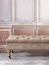 Banquette en velours brun clair avec rangement Arlette, Brun clair pin, couleur argentée, larg. 110 x haut. 40 cm