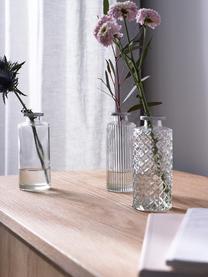 Kleines Vasen-Set Adore aus Glas, 3-tlg., Glas, Transparent mit Silberrand, Ø 5 x H 13 cm