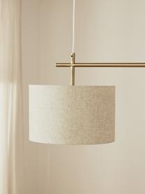Lámpara de techo grande Liara, Estructura: metal cepillado, Fijación: metal cepillado, Cable: cubierto en tela, Beige, latón, An 140 x Al 90 cm