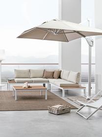 Salon de jardin aluminium Elias, 4 élém., Blanc, bois, beige, Lot de différentes tailles