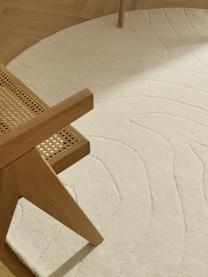 Okrúhly ručne tuftovaný vlnený koberec Aaron, Krémovobiela, Ø 120 cm (veľkosť S)