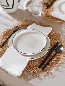Talerz duży z porcelany Facile, 2 szt., Porcelana twarda (ok. 50% kaolin, 25% kwarc i 25% szpat), Kremowobiały, czarny, Ø 25 x W 3 cm