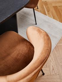 Fluwelen stoelen Luisa in bruin, 2 stuks, Bekleding: fluweel (100% polyester), Poten: gepoedercoat metaal, Fluweel bruin, zwart, B 59 x D 58 cm