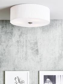 Stropná lampa z riasenej látky Jackie, Biela, Ø 45 x V 15 cm