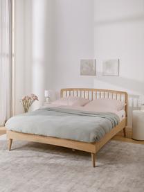 Łóżko z drewna z zagłówkiem Signe, Drewno dębowe, 140 x 200 cm