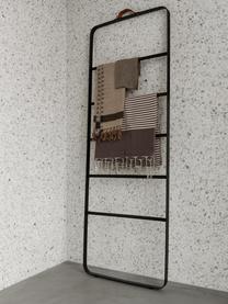Scala portasciugamani Ladder, Struttura: acciaio, verniciato a pol, Ripiani: legno di caucciù, vernici, Legno di caucciù, nero, Larg. 60 x Alt. 170 cm