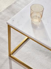 Grande table basse en marbre Alys, Marbre blanc, couleur dorée, larg. 120 x haut. 35 cm