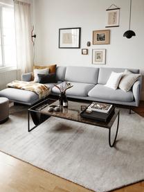Canapé d'angle avec pieds en métal Moby, Tissu gris clair, larg. 280 x prof. 160 cm, méridienne à gauche