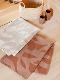 Flanelldecke Grafic in Terrakotta mit Muster und Ziernaht, 85% Baumwolle, 15% Polyacryl, Rosa, Terrakotta, 130 x 200 cm