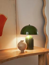 Lámpara de mesa pequeña Walter, estilo retro, Pantalla: metal con pintura en polv, Cable: cubierto en tela, Verde, brillante, Ø 25 x Al 34 cm
