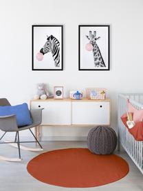 Oprawiony druk cyfrowy Giraffe, Czarny, biały, blady różowy, S 45 x W 65 cm