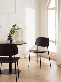 Houten stoelen Nadja, 2 stuks, Zitvlak: multiplex met essenhoutfi, Poten: gepoedercoat metaal, Donker hout, B 50 x H 53 cm