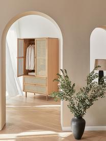 Petite armoire en cannage 2 portes Aries, Bois, clair laqué, larg. 100 x haut. 194 cm