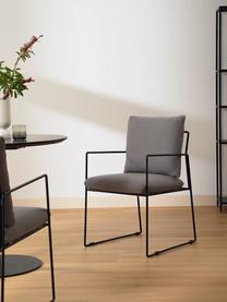 Gestoffeerde stoel Wayne met metalen frame, Bekleding: 80% polyester 20% linnen, Frame: gepoedercoat metaal, Geweven stof grijs, B 54 x D 58 cm
