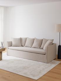 Bank Mila (3-zits), Bekleding: 100% polyester Met 100.00, Frame: dennenhout, vezelplaat, s, Geweven stof lichtgrijs, B 220 x H 85 cm