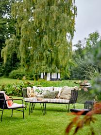 Garten-Loungesofa Hampton, Bezug: Stoff, Gestell: Metall, beschichtet, Rückenlehne: Seil, Webstoff Beige, Schwarz, B 125 x T 68 cm