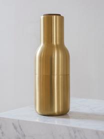 Designer zout- en pepermolen in goud met deksel van walnoothout, Frame: vermessingd en geborsteld, Deksel: walnoothout, Messingkleurig, Ø 8 x H 21 cm