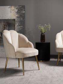 Samt-Cocktailsessel Helle, Bezug: Samt (Polyester) Der hoch, Beine: Metall, pulverbeschichtet, Samt Cremeweiß, B 65 x T 65 cm