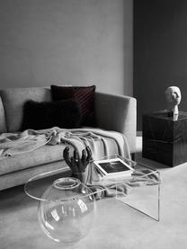 Canapé d'angle gris Emma, Tissu gris, pieds noirs, larg. 302 x prof. 220 cm, méridienne à gauche