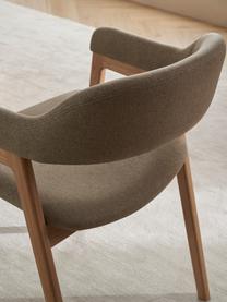 Houten fauteuil Santiano met hoes, Bekleding: 100 % polyester, Frame: multiplex, Poten: eikenhout, massief, Geweven stof bruin, B 58 cm x D 58 cm