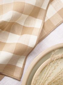Geruite stoffen servetten Vichy uit linnenmix, 2 stuks, 55% linnen, 45% katoen, Bruin, beige, B 40 x L 40 cm