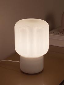 Malá skleněná stolní lampa Marlon, Bílá, Ø 15 cm, V 23 cm