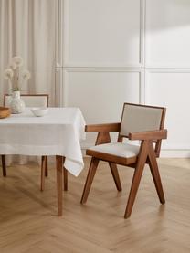 Stolička s opierkami a čalúnením Sissi, Krémovobiela, tmavé dubové drevo, Š 58 x H 52 cm