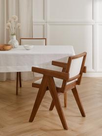Sillón tapizado Sissi, Tapizado: 100% poliéster Alta resis, Estructura: madera de roble maciza, Asiento: contrachapado de madera d, Tejido blanco crema, madera de roble oscura, An 58 x F 52 cm