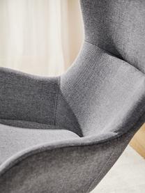Draaibare fauteuil Wing in grijs, Bekleding: 93% polyester, 5% katoen,, Poten: gepoedercoat metaal, Geweven stof antraciet, B 76 x D 77 cm