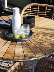 Okrągły stół ogrodowy z blatem z drewna tekowego Hard & Ellen, różne rozmiary, Blat: drewno tekowe, piaskowane, Drewno tekowe, biały, Ø 130 x W 73 cm