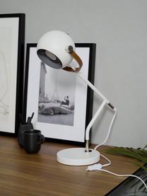 Große Schreibtischlampe Bow mit Leder-Dekor, Lampenschirm: Metall, lackiert, Lampenfuß: Metall, lackiert, Dekor: Kunstleder, Weiß, 42 x 54 cm