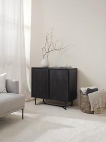 Sideboard Luca aus Massivholz, Korpus: Massives Mangoholz, lacki, Füße: Metall, pulverbeschichtet, Schwarz, B 90 x H 83 cm