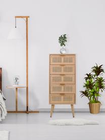 Cómoda de madera Cayetana, Estructura: tablero de fibras de dens, Patas: madera de bambú pintada, Madera clara, An 42 x Al 101 cm