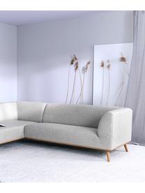Divano angolare con piedini in legno di quercia Archie, Rivestimento: 100% lana, Struttura: legno di pino, certificat, Gambe: legno massello di rovere,, Tessuto grigio chiaro, Larg. 264 x Prof. 162 cm, chaise-longue a sinistra