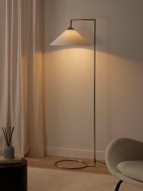 Leeslamp Iris, Lampenkap: linnen (100% polyester), Lampvoet: verchroomd metaal, Wit, zilverkleurig, Ø 45 x H 160 cm