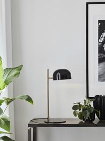 Lámpara de escritorio Pose, estilo moderno, Estructura: metal recubierto, Cable: cubierto en tela, Estructura: madera de roble, negro pintado Patas: dorado brillante cepillado, F 29 x Al 49 cm