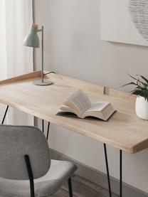Schreibtisch District im Industrial-Style, Tischplatte: Gummibaumholz, Beine: Stahl, lackiert, Braun, B 142 x T 61 cm