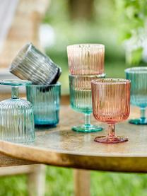 Bicchiere vino con rilievo scanalato Chelsea 6 pz, Vetro, Verde menta, Ø 8 x Alt. 12 cm, 250 ml