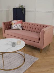 Sofa Chesterfield z aksamitu Chiara (2-osobowa), Tapicerka: aksamit (poliester) Dzięk, Stelaż: lite drewno brzozowe, Nogi: metal galwanizowany, Aksamitny blady różowy, S 170 x G 72 cm