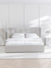 Gestoffeerd bed Star in beige, Bekleding: polyester (gestructureerd, Frame: massief grenenhout en pla, Geweven stof beige, 180 x 200 cm