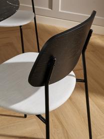 Dřevěné židle s čalouněným sedákem Nadja, 2 ks, Krémově bílá, černá, Š 51 cm, H 52 cm